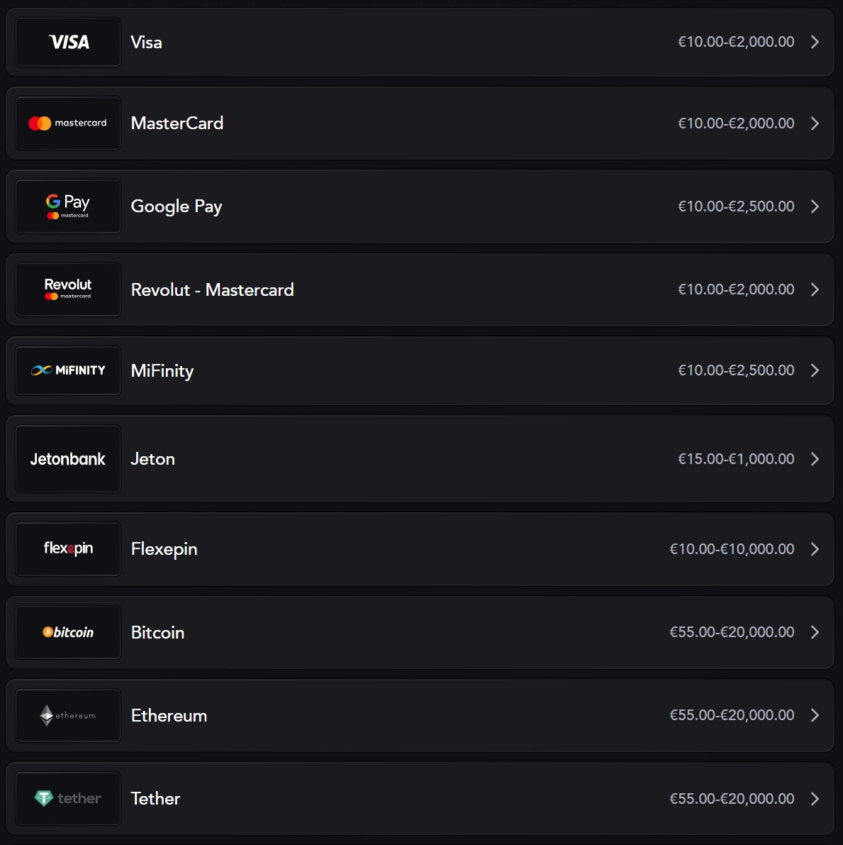 Mad Casino Moyens de Paiement